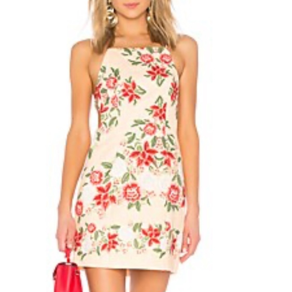 Yellow Acadia Mini Dress in Glow Floral (Revolve) size M